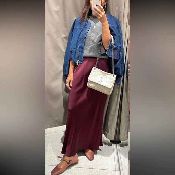 ZARA SATIN EFFECT LONG/ MAXI SKIRT - Picture 10 of 15